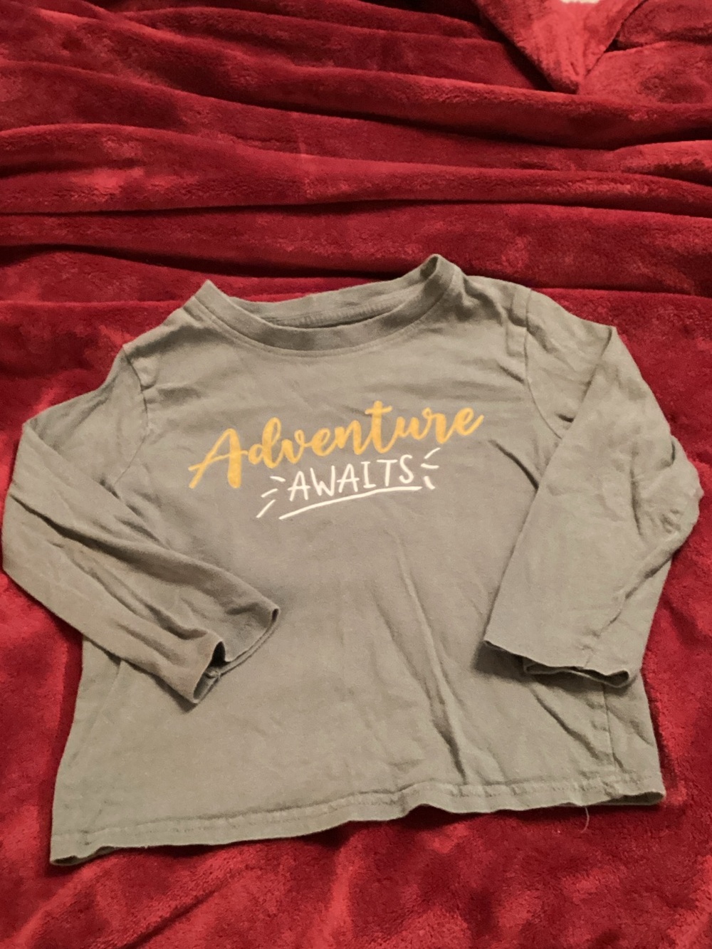 Koala Kids Gray Long-Sleeve Top with Yellow 'Adventure Awaits' Print